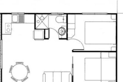 Floorplan of Deluxe 2 Bedroom Cabin at McLaren Vale Cabin and Caravan Park